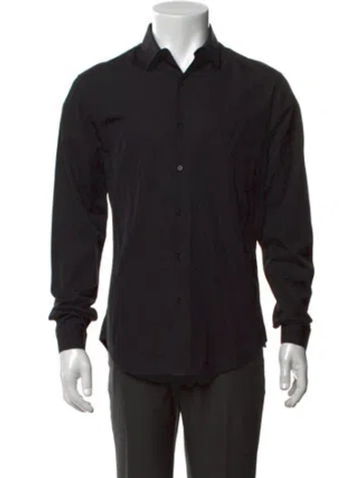 Pre-owned Sandro Long Sleeve Dress Shirt In Black
