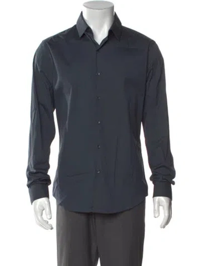 Pre-owned Sandro Long Sleeve Dress Shirt In Blue