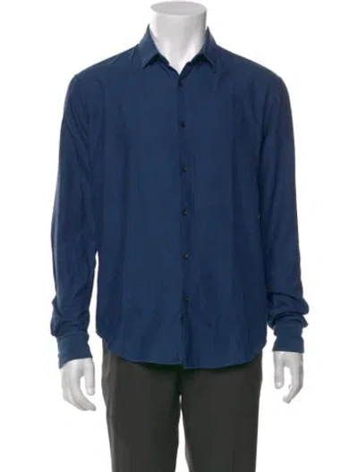 Pre-owned Sandro Long Sleeve Dress Shirt In Blue