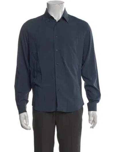 Pre-owned Sandro Long Sleeve Dress Shirt In Blue