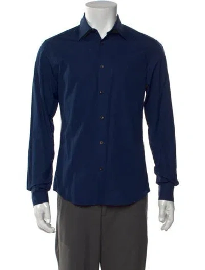 Pre-owned Sandro Long Sleeve Dress Shirt In Blue