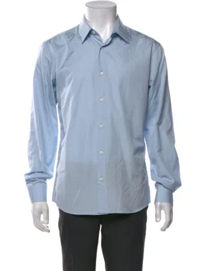 Pre-owned Sandro Long Sleeve Dress Shirt In Blue