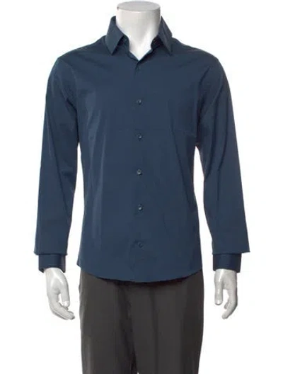Pre-owned Sandro Long Sleeve Dress Shirt In Blue