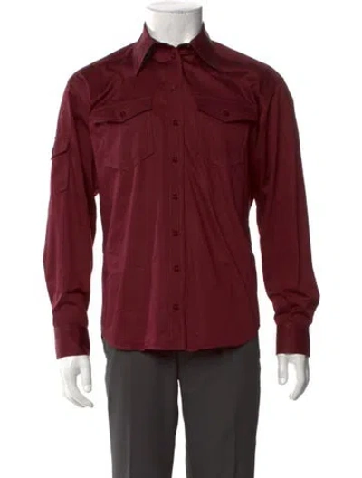 Pre-owned Sandro Long Sleeve Dress Shirt In Burgundy
