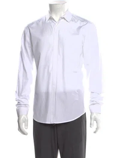 Pre-owned Sandro Long Sleeve Dress Shirt In White