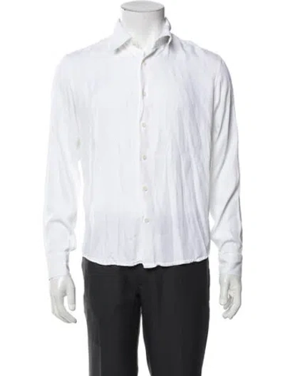 Pre-owned Sandro Long Sleeve Dress Shirt In White