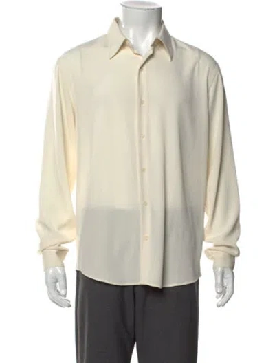 Pre-owned Sandro Long Sleeve Dress Shirt In White