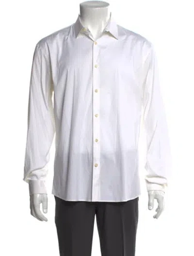 Pre-owned Sandro Long Sleeve Dress Shirt In White