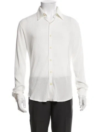 Pre-owned Sandro Long Sleeve Dress Shirt In White
