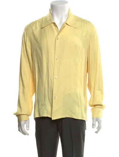 Pre-owned Sandro Long Sleeve Dress Shirt In Yellow