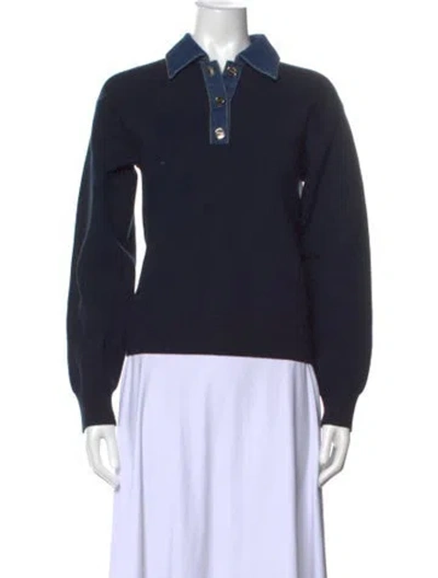 Pre-owned Sandro Long Sleeve Polo In Black