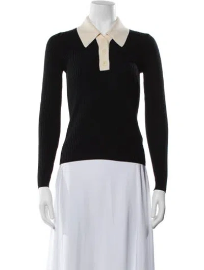 Pre-owned Sandro Long Sleeve Polo In Black