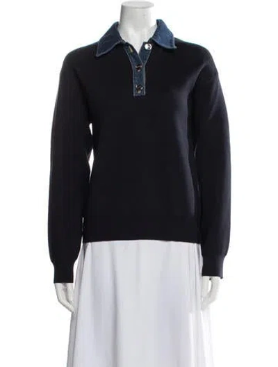 Pre-owned Sandro Long Sleeve Polo In Blue