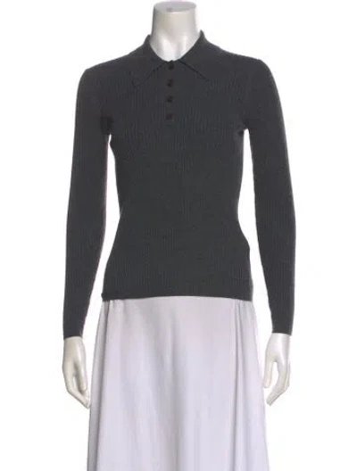 Pre-owned Sandro Long Sleeve Polo In Gray