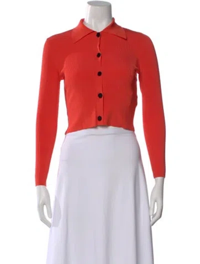 Pre-owned Sandro Long Sleeve Polo In Red