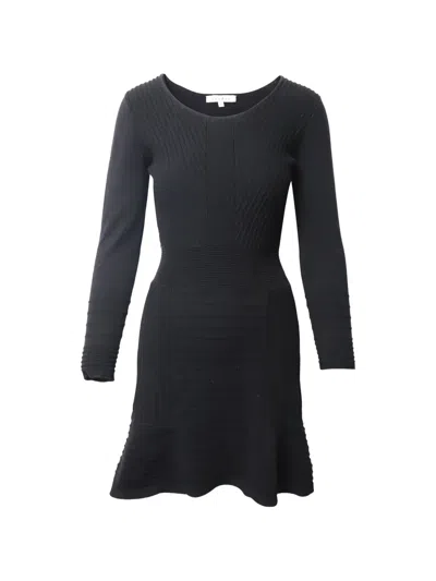 Pre-owned Sandro Long-sleeve Round-neck Dress In Black