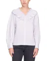 Sandro Devie Ruffle Bib Cotton Button-up Blouse