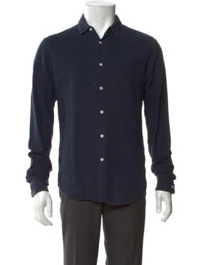 Pre-owned Sandro Long Sleeve Shirt In Blue