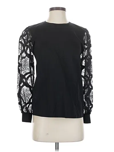 Pre-owned Sandro Long Sleeve Top Black Mock Neckline Tops