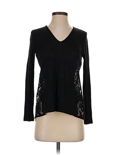 Pre-owned Sandro Long Sleeve Top Black V Neck Tops