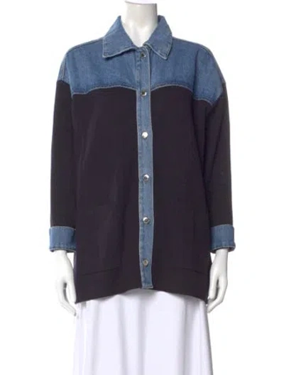 Pre-owned Sandro Long Sleeve Top In Blue