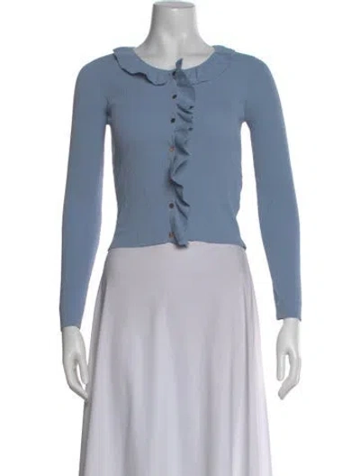 Pre-owned Sandro Long Sleeve Top In Blue