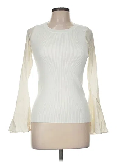 Pre-owned Sandro Long Sleeve Top Ivory Boatneck Tops