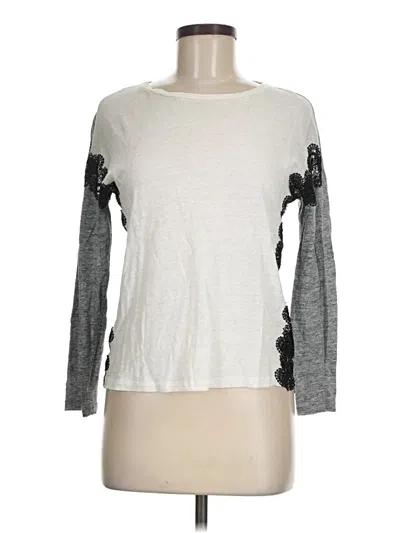 Pre-owned Sandro Long Sleeve Top Ivory Crew Neck Tops In White