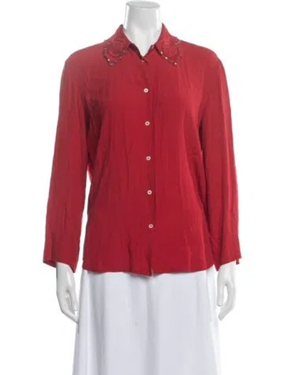 Pre-owned Sandro Long Sleeve Top In Red