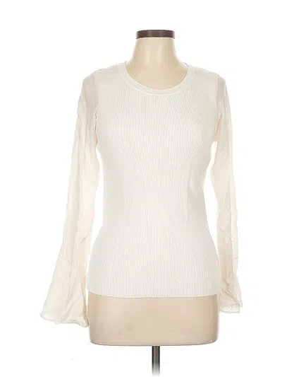 Pre-owned Sandro Long Sleeve Top White Boatneck Tops
