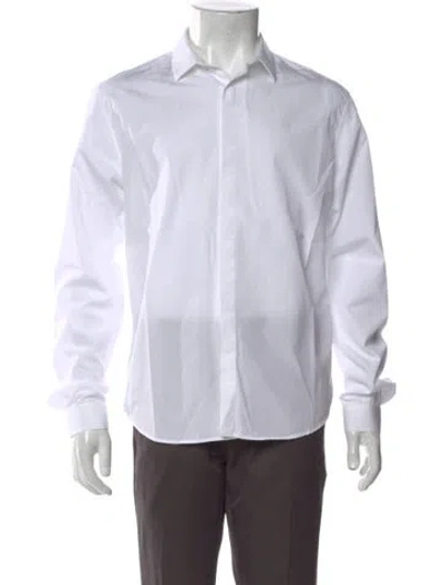 Pre-owned Sandro Long Sleeve Tuxedo Shirt In White