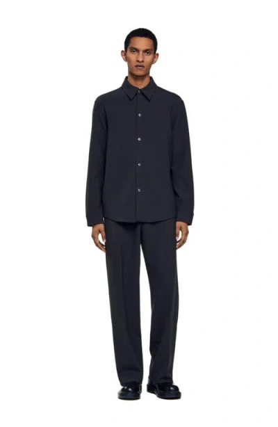 Sandro Long-sleeved Jersey Shirt In Black