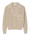 Sandro Long-sleeved Knit Sweater In Naturels