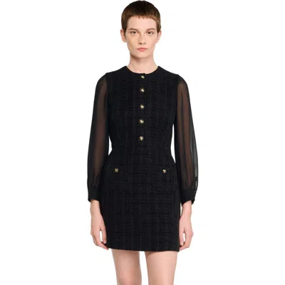 SANDRO SANDRO LONG-SLEEVED SHORT DRESS