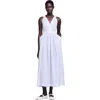 Sandro Seersucker Stripe Maxi Dress In White