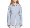 Sandro Womens Bleus Tie-back Relaxed-fit Stretch-cotton And Linen-blend Shirt In Sky Blue