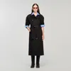 Sandro Long Wool And Leather Coat In Black