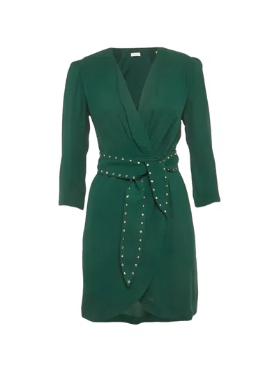 Pre-owned Sandro Long-sleeve Mini Dress In Green
