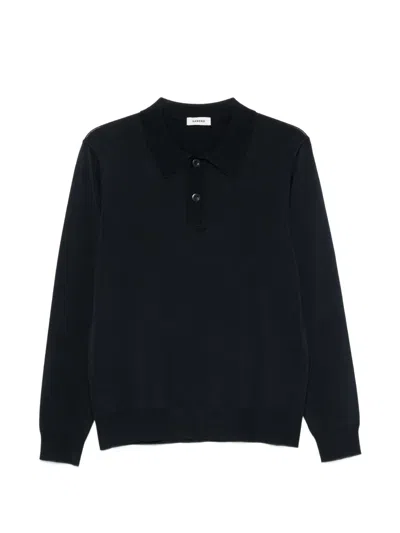 Sandro Long-sleeve Polo Shirt In Blue