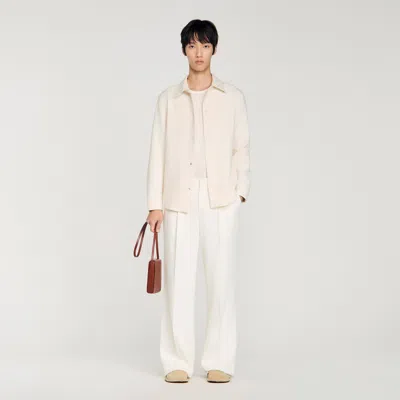 Sandro Long-sleeved Jersey Shirt In Neutral