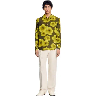 Sandro Loose-fit Floral Shirt In Super Green
