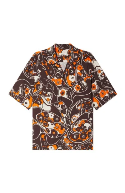 Sandro Loose-fit Print Shark Collar Shirt In Multi