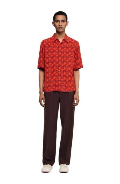 Sandro Loose-fit Rope Print Shirt In Red