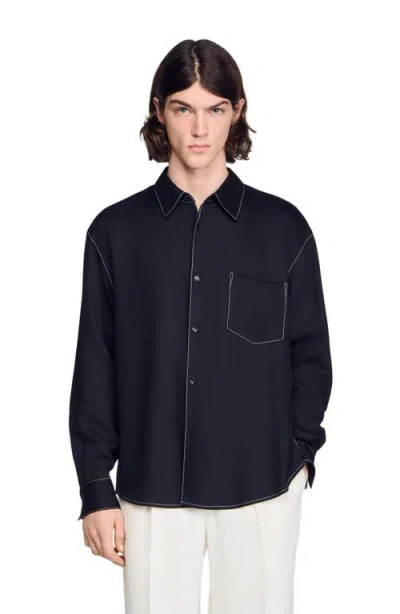 Sandro Loose-fit Shirt In Blue