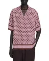 Sandro Square Cross Motif Flowing Blouse In Pink