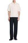 Sandro Loose-fit Shirt With Zipped Collar In Ecru