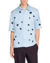 Sandro Flock-print Floral-pattern Shirt In Blue