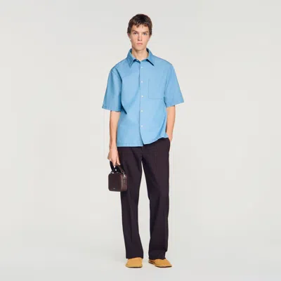 Sandro Loose-fit Faded Shirt In Blue