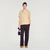 Sandro Shark-collar Short-sleeve Shirt In Brown