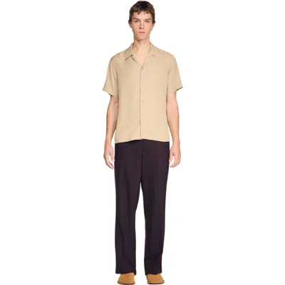 Sandro Loose-fit Shark Collar Shirt In Neutral